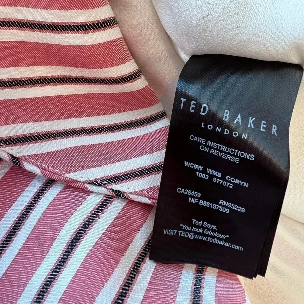 Ted Baker Corn Layered Striped Ruffle Hem Midi Pencil Skirt NWT